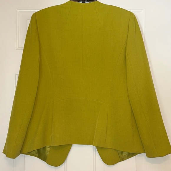 Tahari Blazer/Jacket SZ 14 Zipper Pockets Citron Green Lined Career - Picture 7 of 11